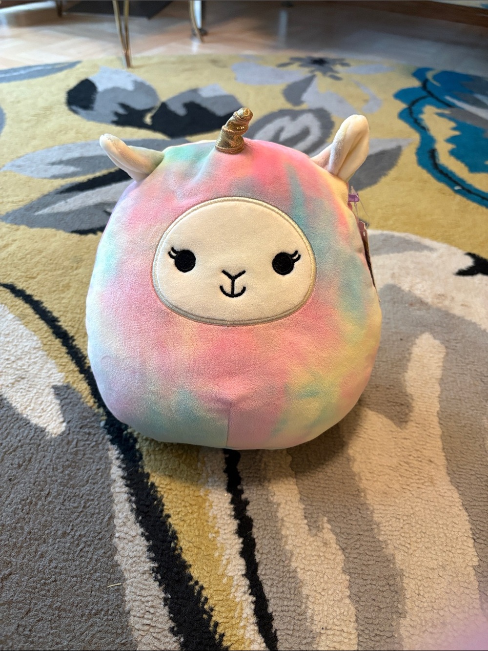 Squishmallows Pastel Rainbow Unicorn Llama Plush with Gold Horn